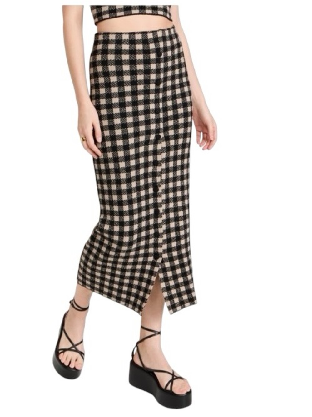 Altuzarra Jabal Checked Midi Skirt in Driftwood/ Black NWT size XS